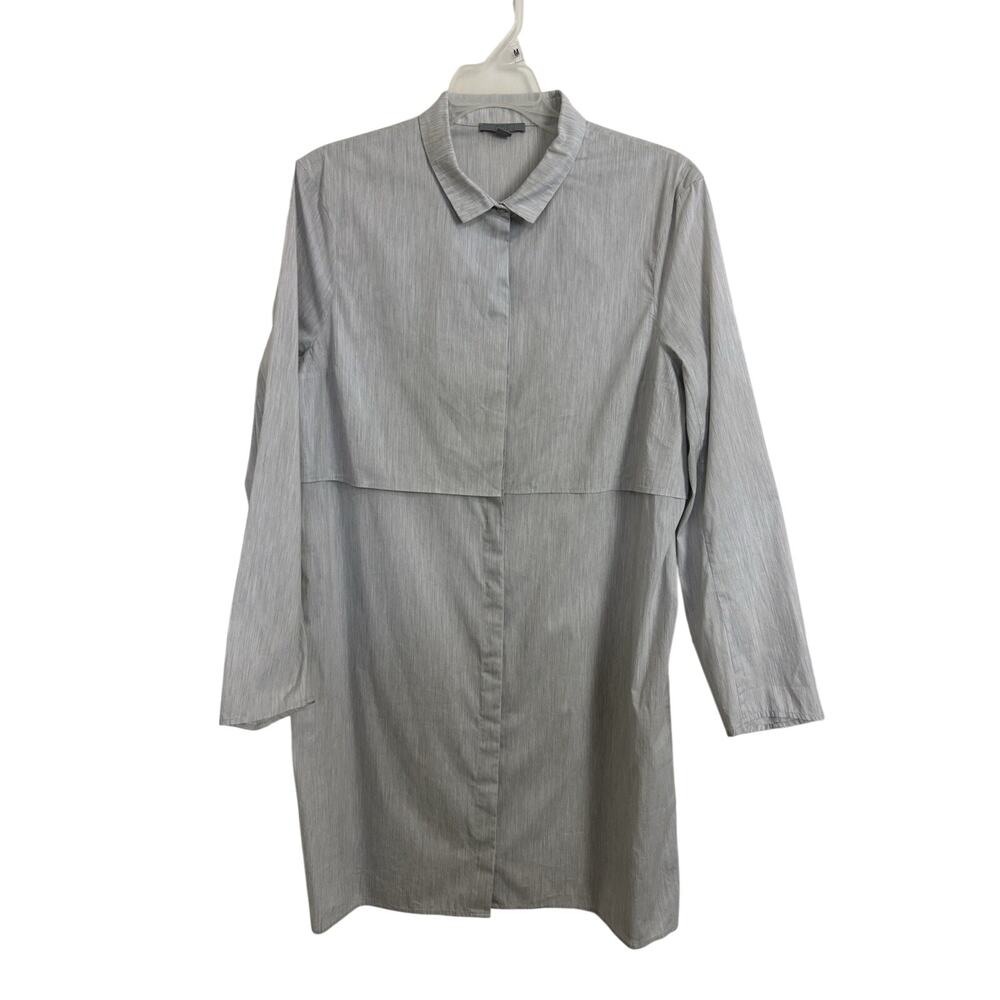 COS Gray Long Sleeve Shirt Dress Size 12 Lagenlook Minimalist Neutral Drop Waist